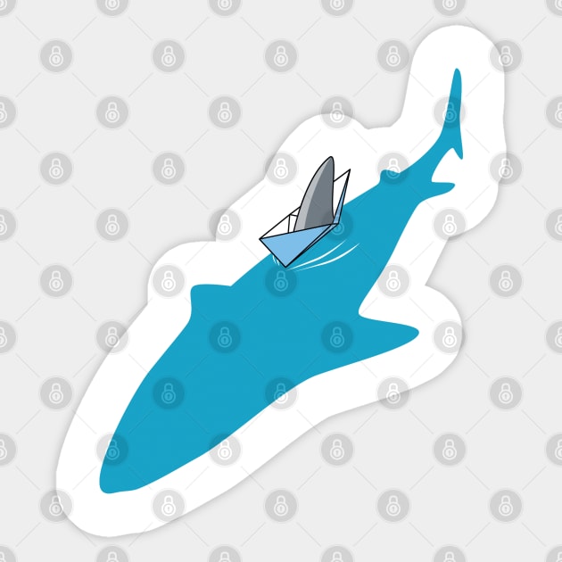 Shark paper boat camouflage joke Sticker by ntesign